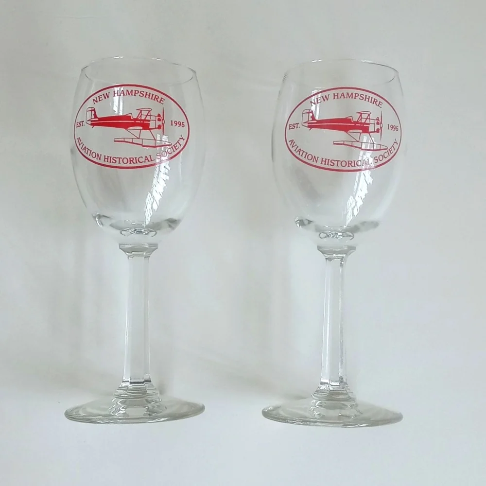 Vintage Aviation Wine Glasses Set of 2